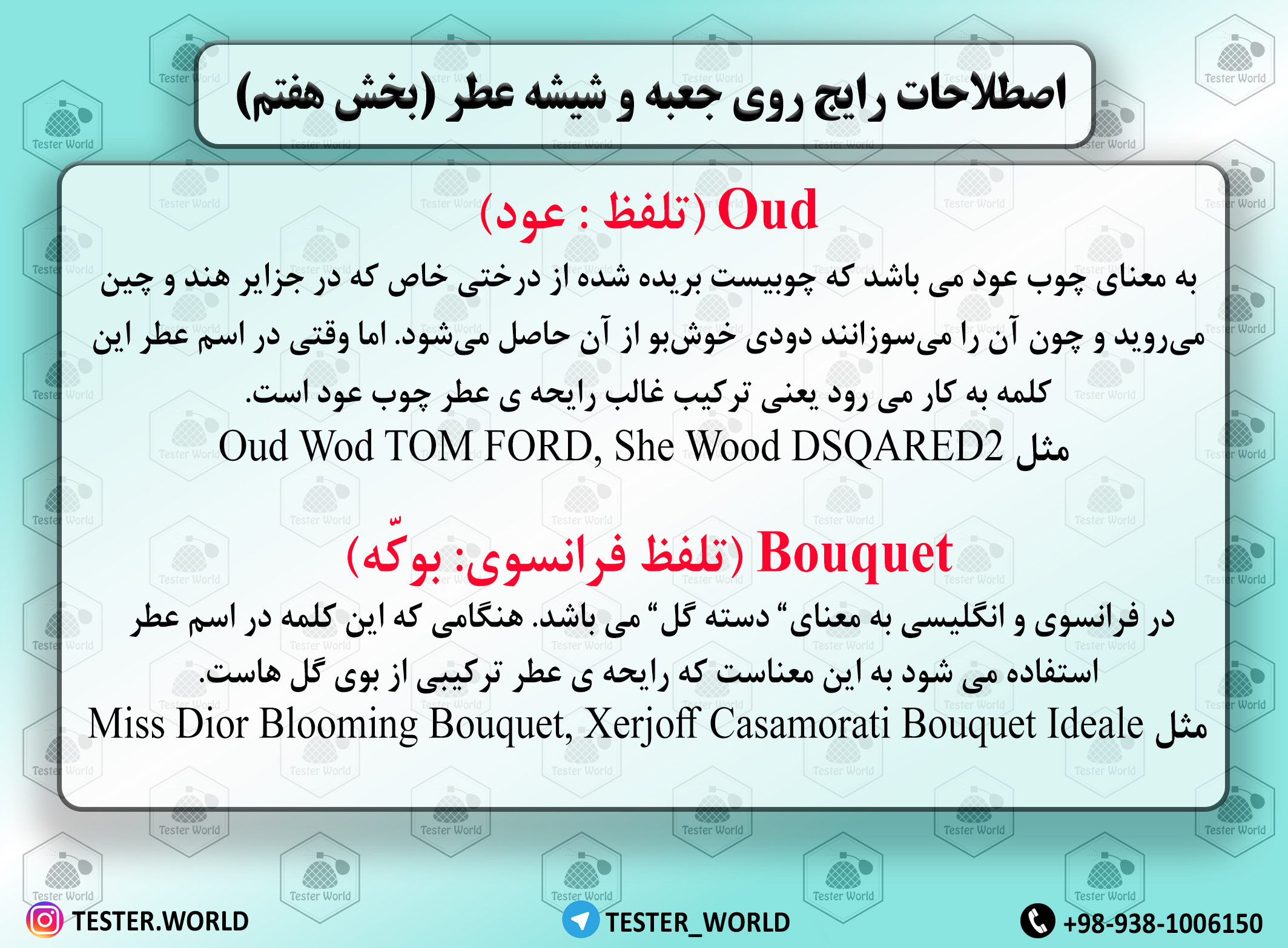 اصطلاحات رایج روی شیشه عطر (بخش هفتم)