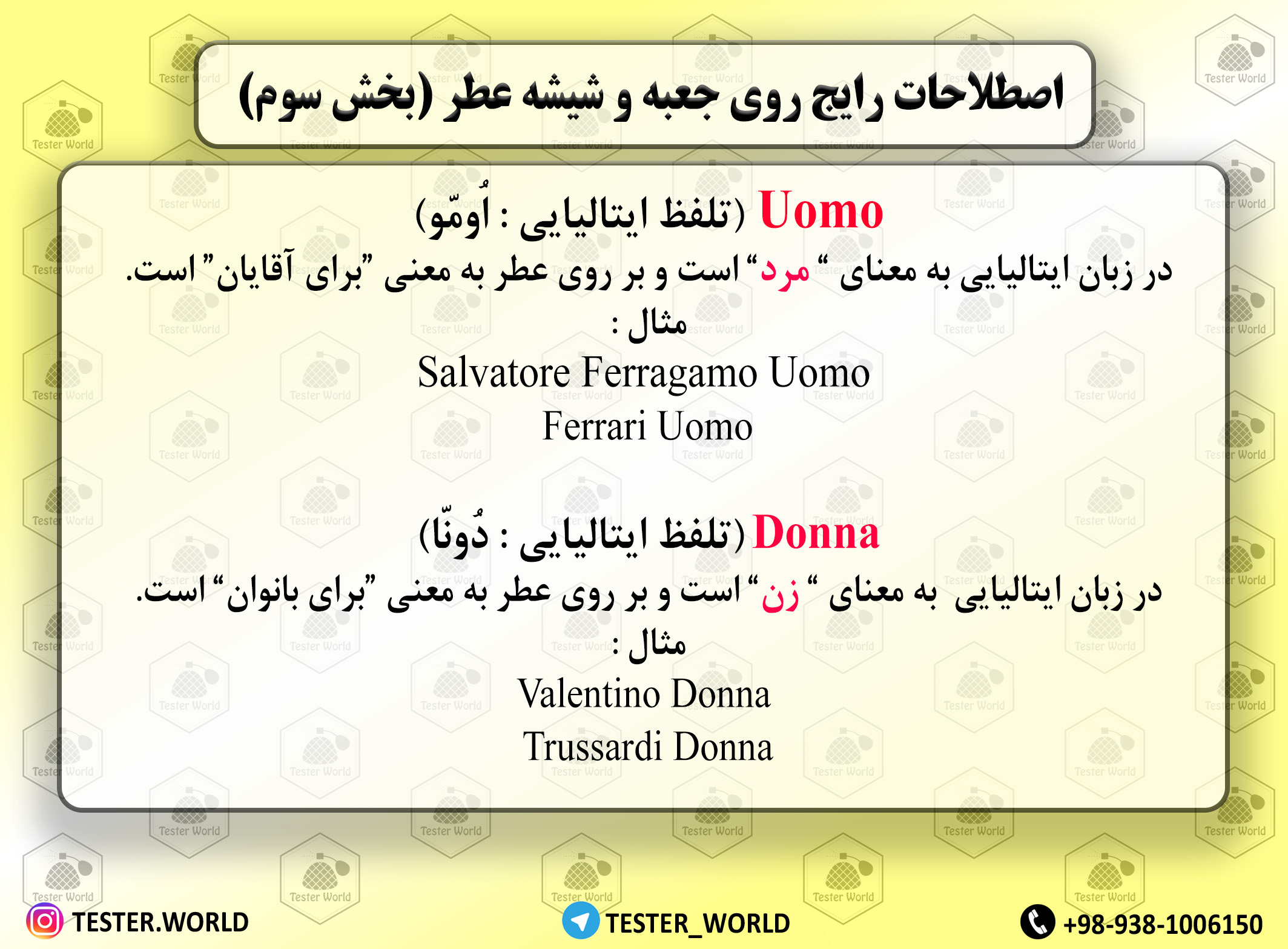 اصطلاحات رایج روی شیشه عطر (بخش سوم)